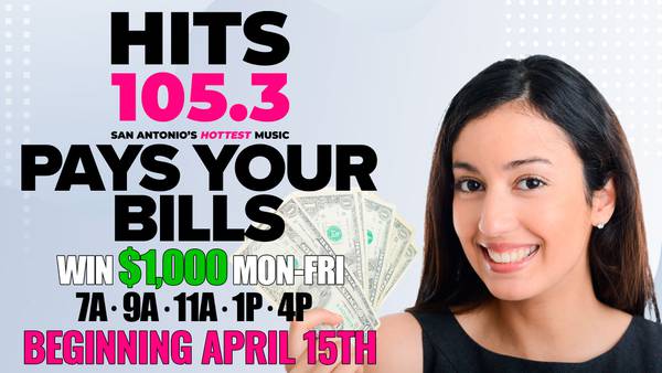 Win $1,000 Five Times a Day and Let Hits 105.3 Pay Your Bills!