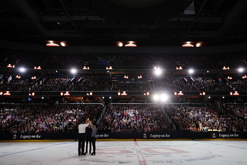 Ice skaters performing