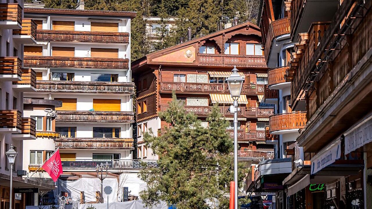 A general view of the street and of Le Constellation after a fire at the venue in Crans-Montana during New Year's Eve celebrations.